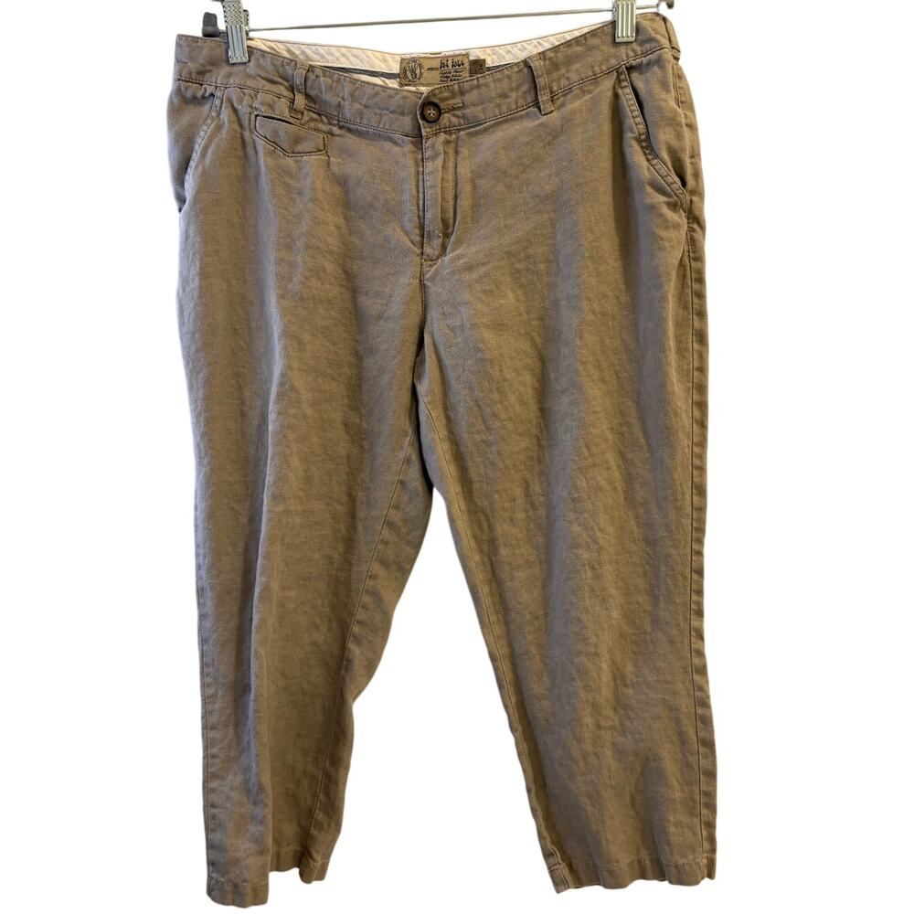 FatFace Size 16 100% Linen Khaki Colored Capri Pant